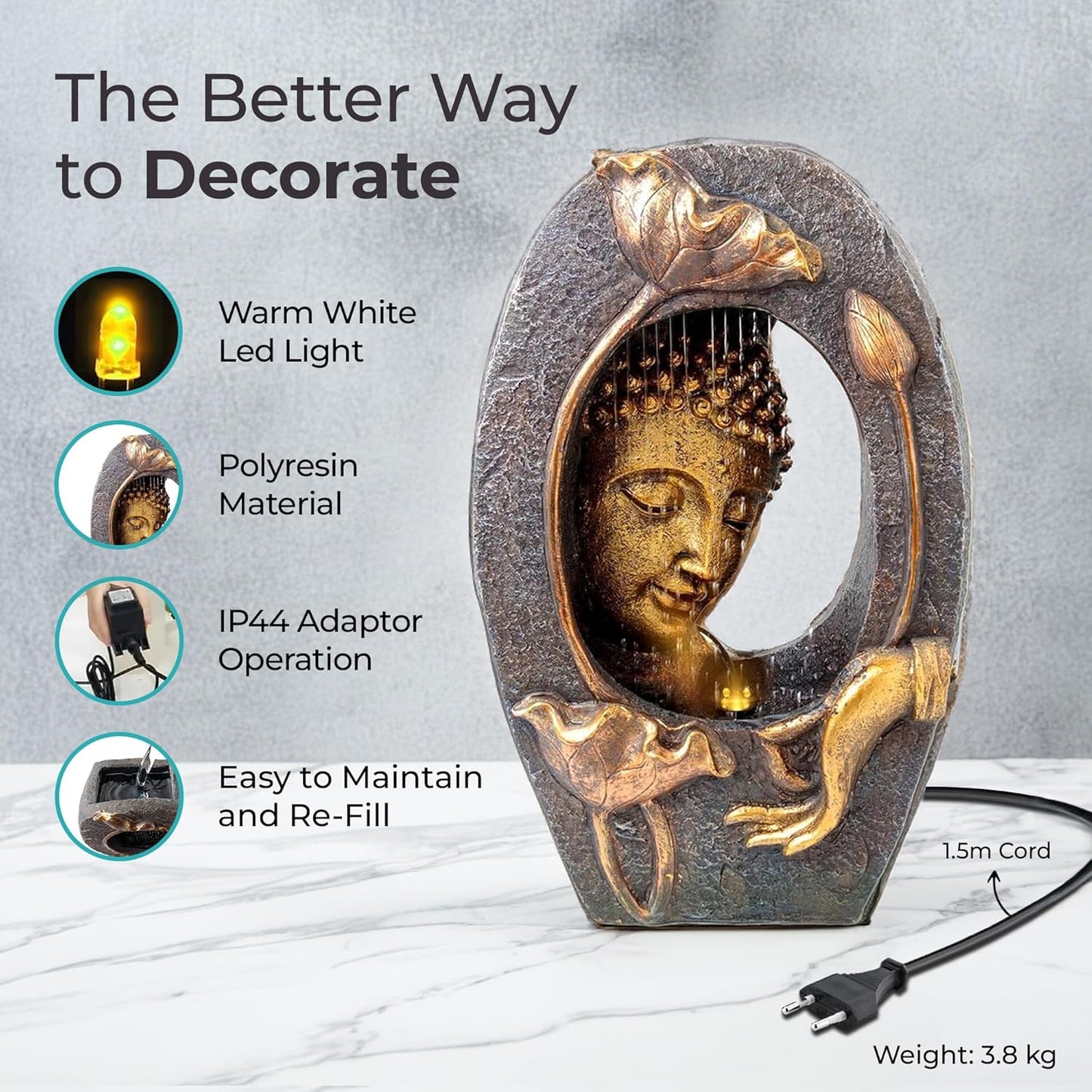 Buddha Water Fountain for Home Decor