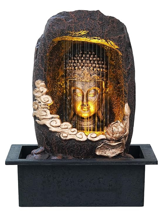Tabletop Gold Brown Meditating Buddha