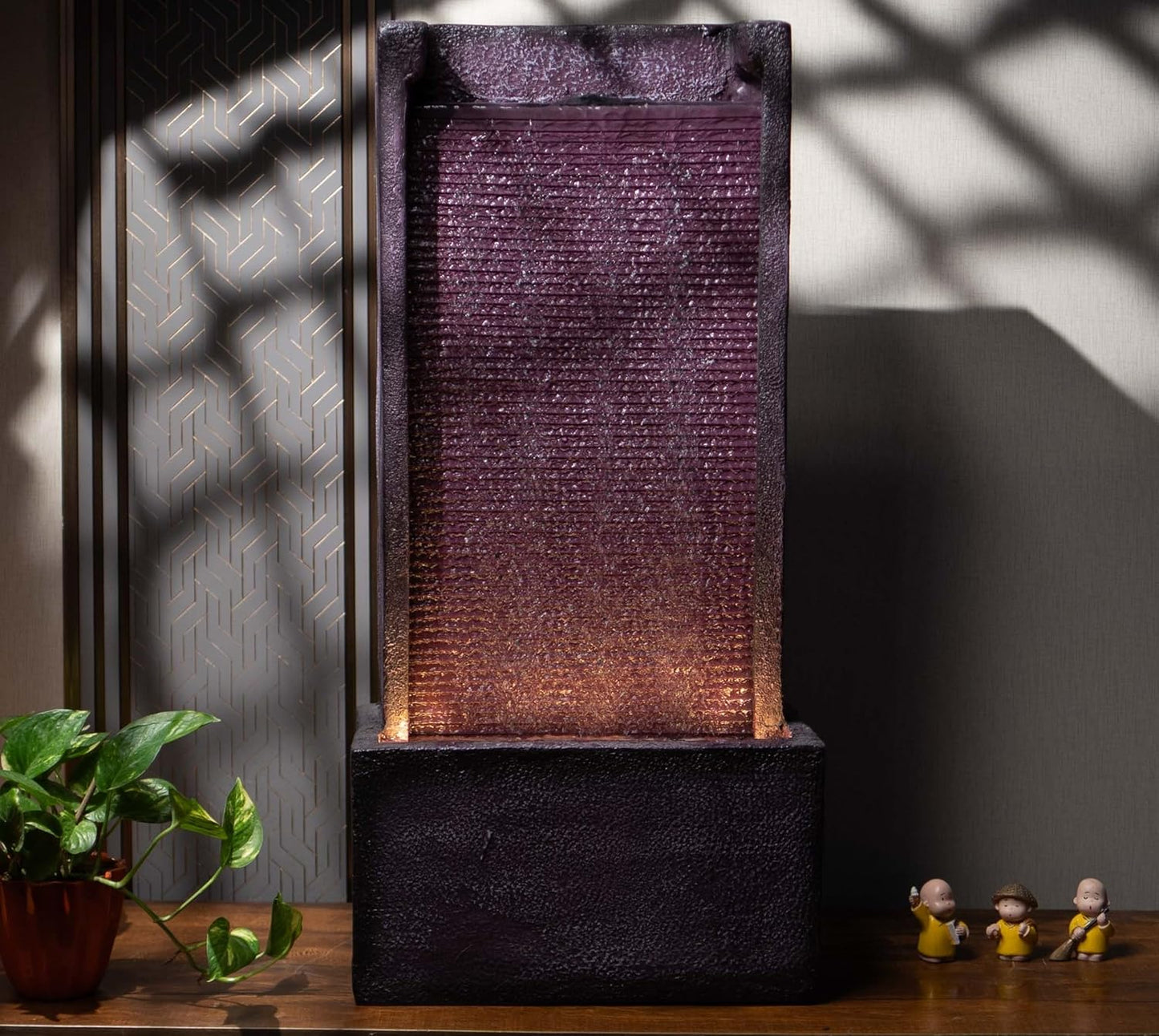 Medium Size Slate River Water Fall Water Fountain for Home, GaL X22B) cm (Wine)